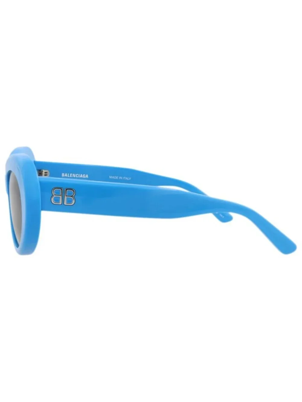 New Balenciaga Women's Sunglasses Round Oval Recycled Acetate Frame Light Blue
